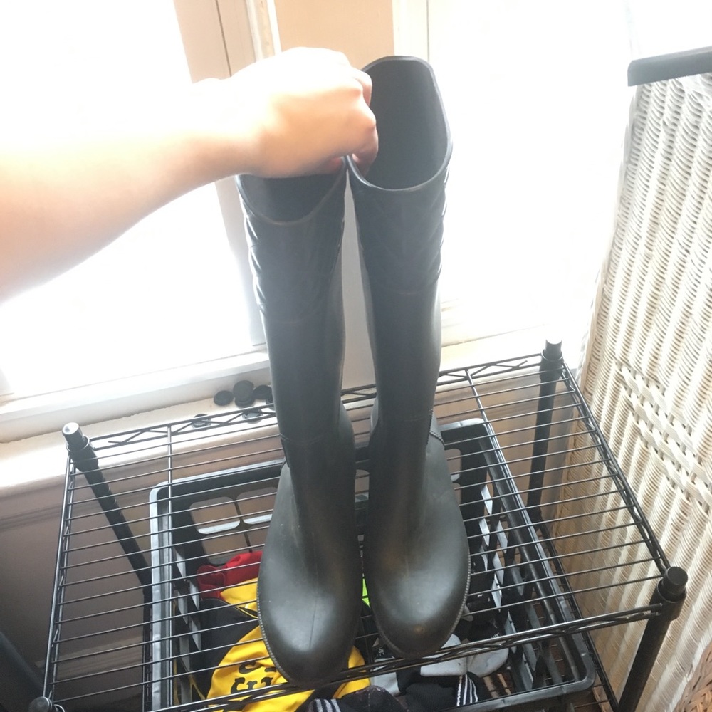 Black rain boots